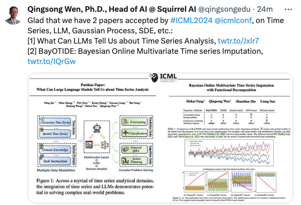 松鼠Ai两篇论文入选ICML 2024，揭示人工智能教育发展新路径